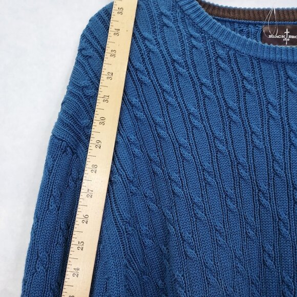 Black Brown 1826 Sweater Men’s 2XL Federal Blue V-Neck Cotton Cable-Knit Cotton - Picture 11 of 12